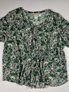 C&C California 100% Linen Safari Print Top Size 3XL